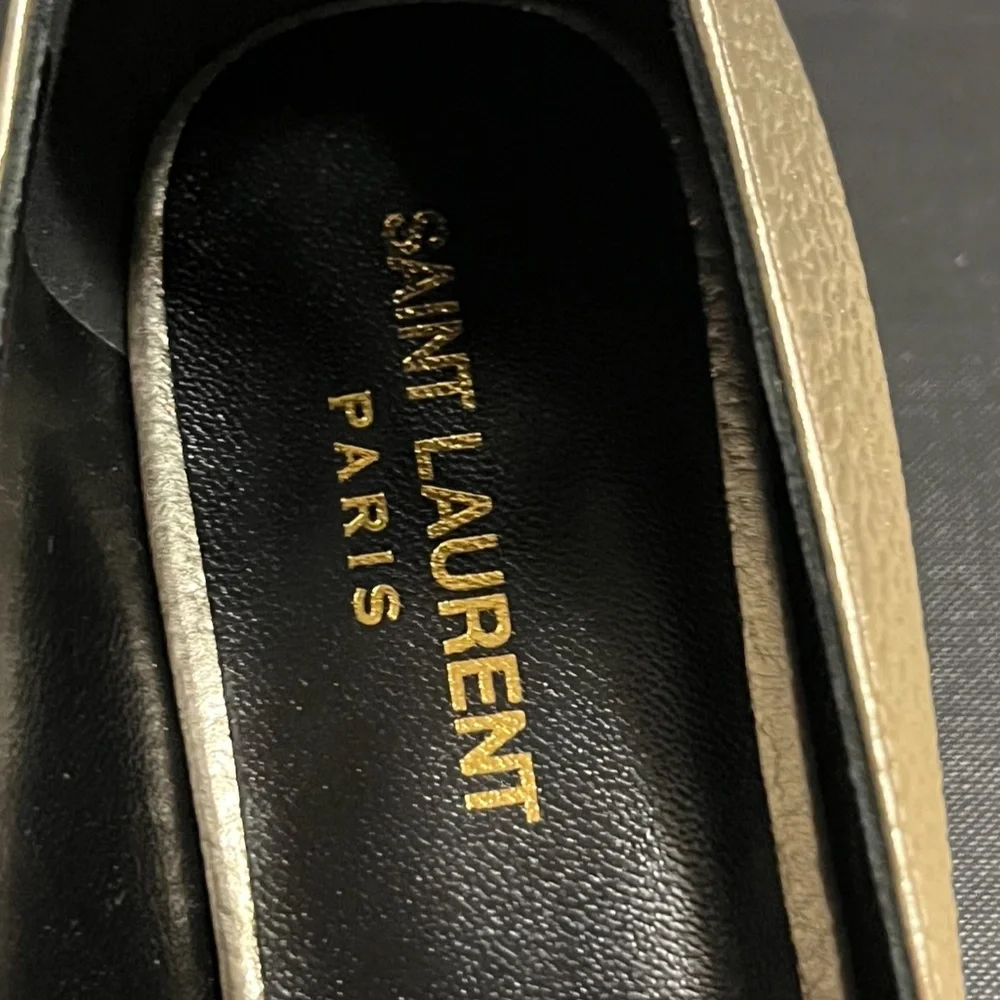 New Authentic Saint Laurent Babies Metallic Mary Jane Pumps - Picture 4 of 7
